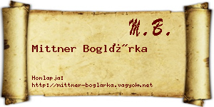 Mittner Boglárka névjegykártya